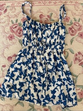 Abercrombie blue and white mini dress women  size L